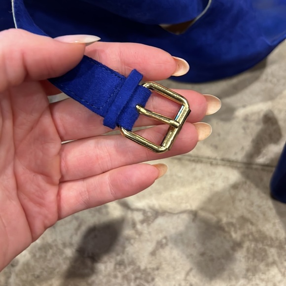 DOLCE VITA Blue Suede Wedge Sandals - Picture 8 of 8